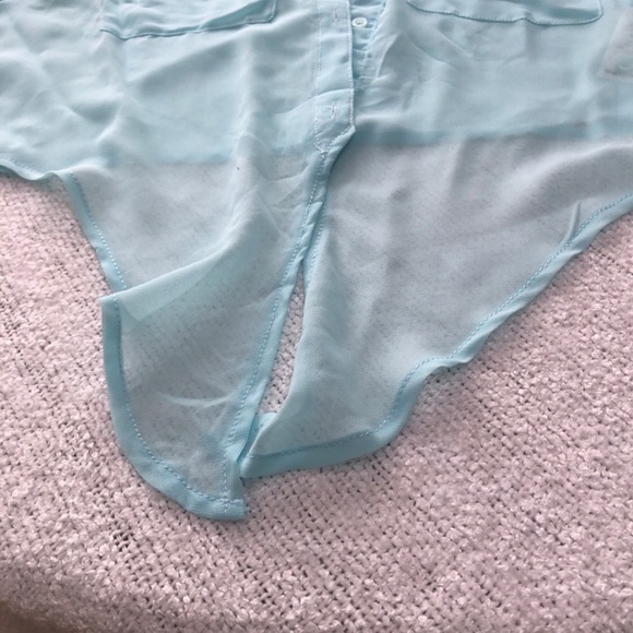 Garage medium size sheer crop top, buttons, and tie, good with shorts, skirt - Picture 2 of 6